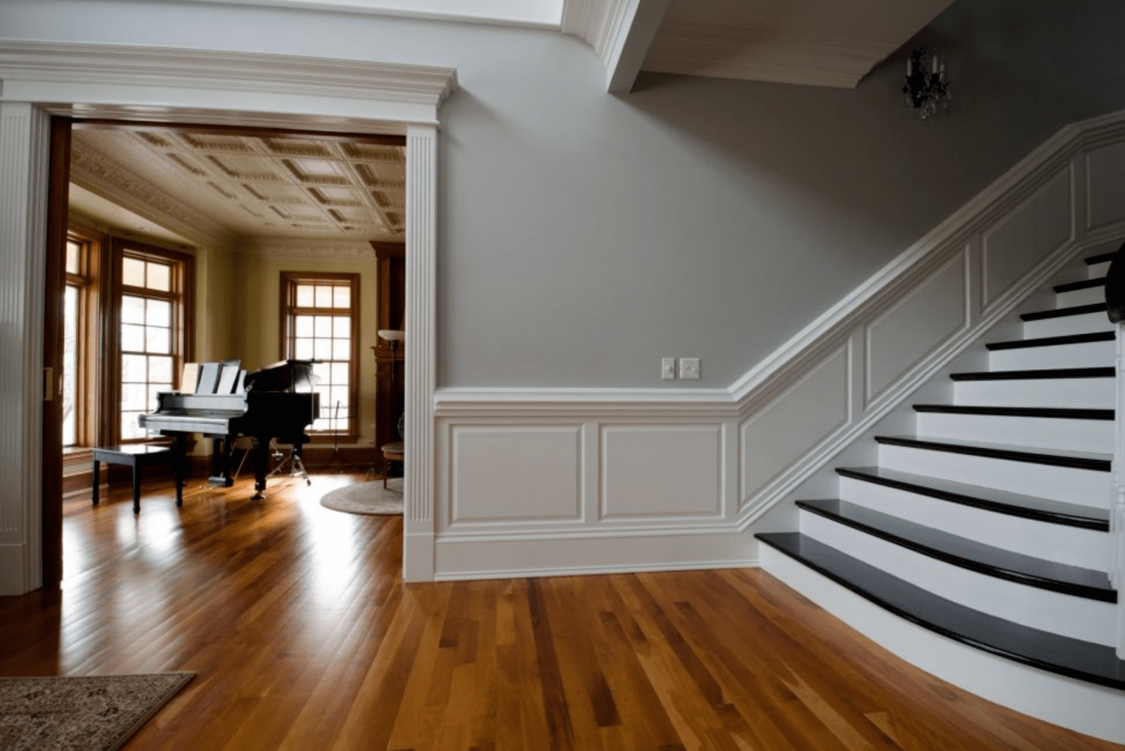 Interior custom painting service. Entry and staircase..