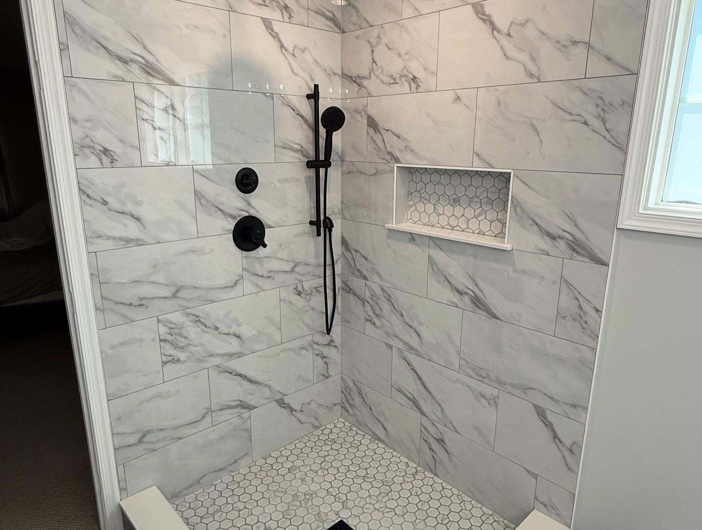 Complete Shower Remodel. New Tile and Hardware.