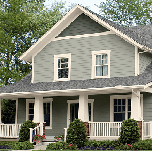 Light green exterior painting on house.